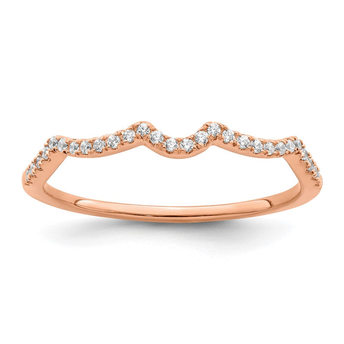 Exclusive 14K Rose Gold Contoured Wedding Band with 1/15 Carat Diamonds-1