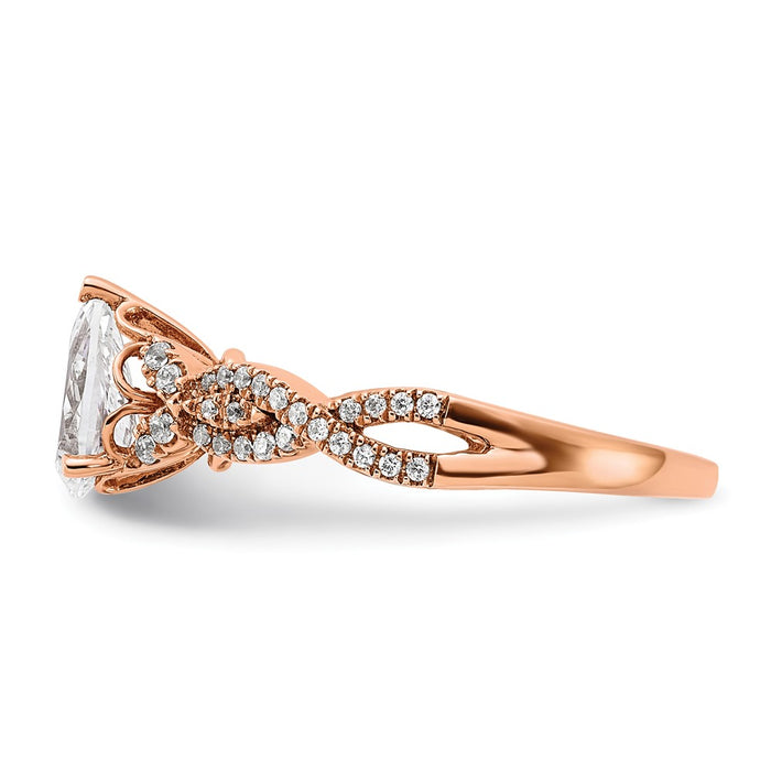 Exclusive 14K Rose Gold Criss-Cross Engagement Ring, 1 Carat Pear & Diamond Accents-3