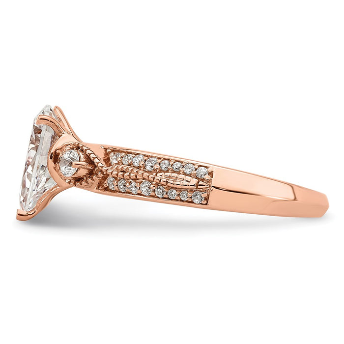 Designer 14K Rose Gold Semi-Mount Engagement Ring for 1 Carat Pear Center - Affordable Luxury!-3