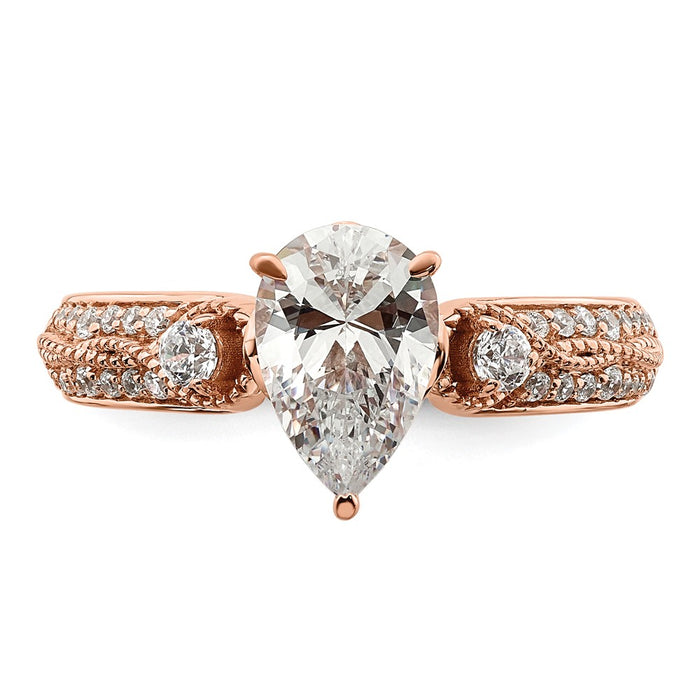 Designer 14K Rose Gold Semi-Mount Engagement Ring for 1 Carat Pear Center - Affordable Luxury!-4