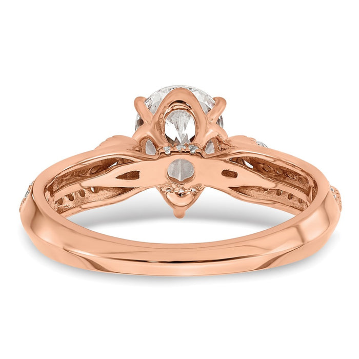 Designer 14K Rose Gold Semi-Mount Engagement Ring for 1 Carat Pear Center - Affordable Luxury!-5