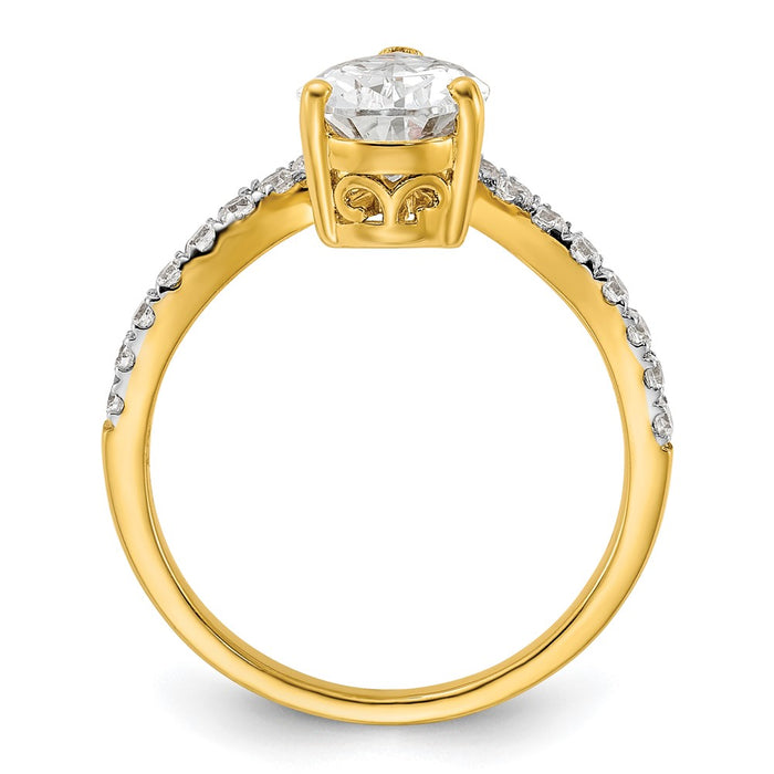 High-Quality 14K Gold Asymmetric Engagement Ring with 1/2 Carat Diamonds & 1.5 Carat Center - Stylish Value!-2