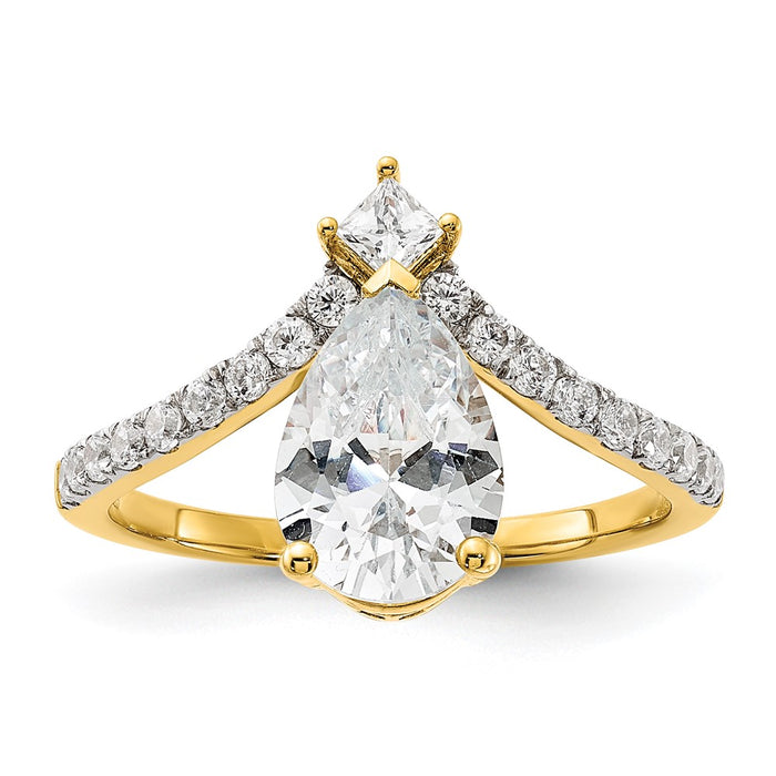 High-Quality 14K Gold Asymmetric Engagement Ring with 1/2 Carat Diamonds & 1.5 Carat Center - Stylish Value!-1