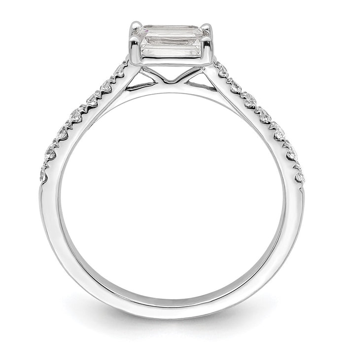 Buy Stylish 14K White Gold East-West Emerald-Cut Engagement Ring, 3/4 Carat-2