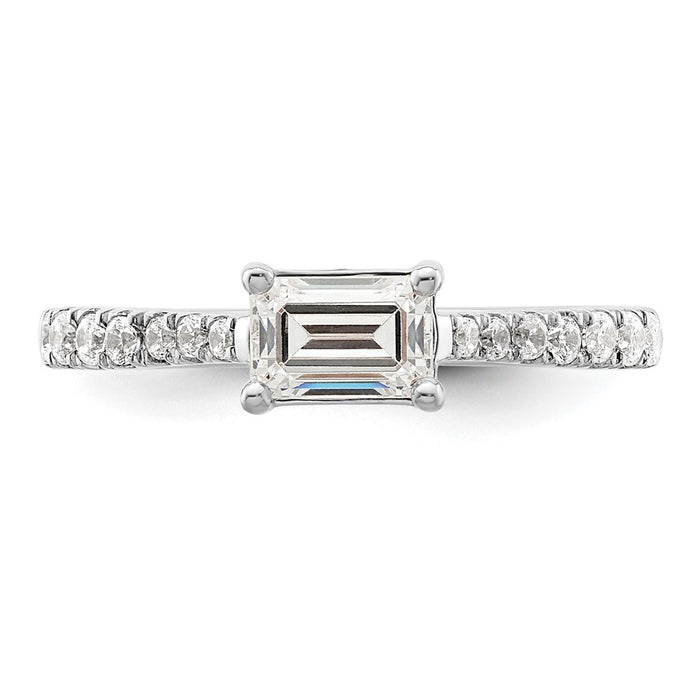 Buy Stylish 14K White Gold East-West Emerald-Cut Engagement Ring, 3/4 Carat-4