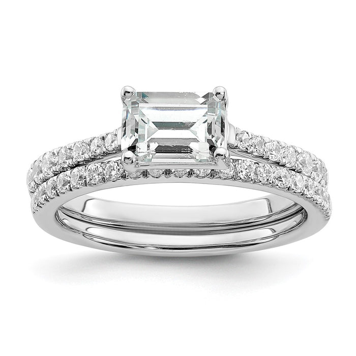 Buy Exclusive 14K White Gold East-West Semi-Mount Ring for 1 Carat Emerald-Cut-7