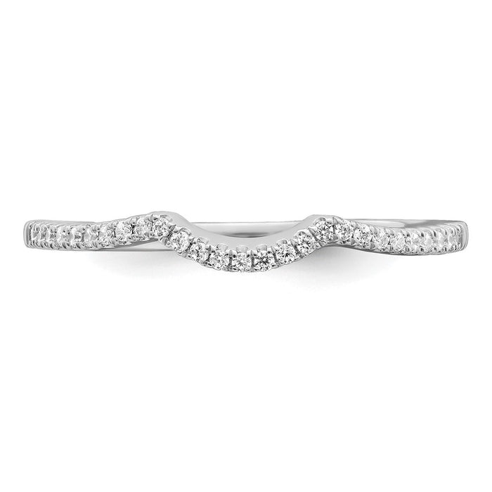 Buy Stylish 14K White Gold Contoured Wedding Band with 1/15 Carat Diamonds-4