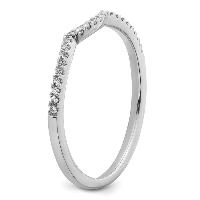 Buy Stylish 14K White Gold Contoured Wedding Band with 1/15 Carat Diamonds-6