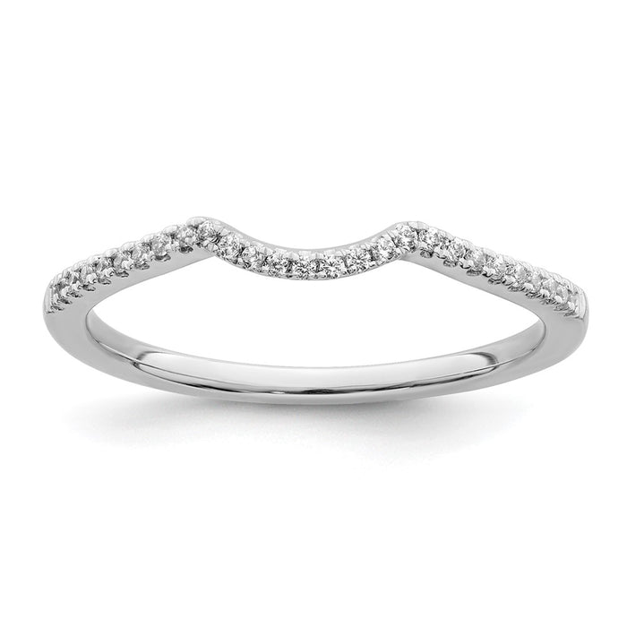 Buy Stylish 14K White Gold Contoured Wedding Band with 1/15 Carat Diamonds-1