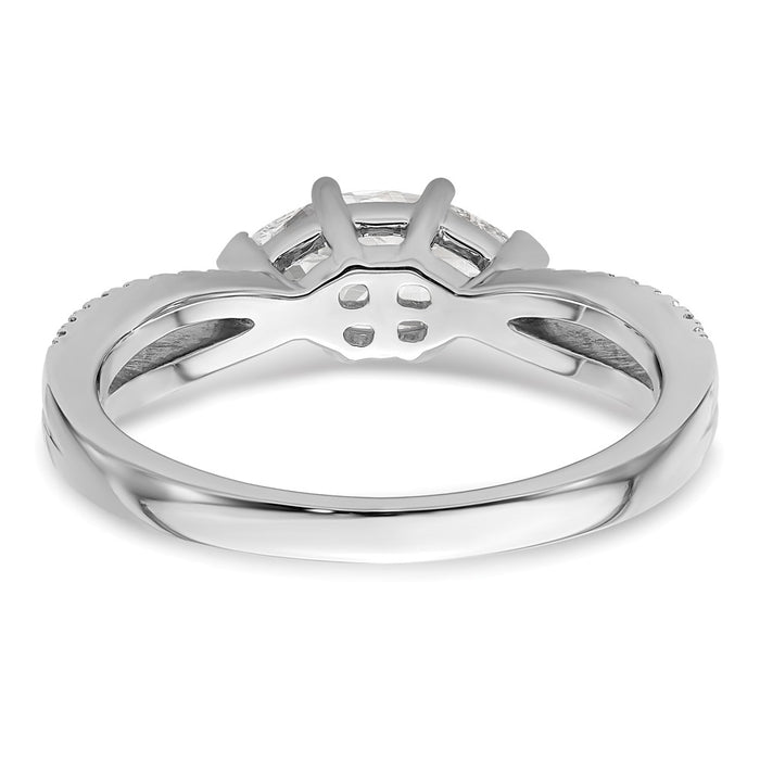 High-Quality 14K White Gold East-West Engagement Ring for 3/4 Carat Marquise, Stylish with Diamond Accents-5