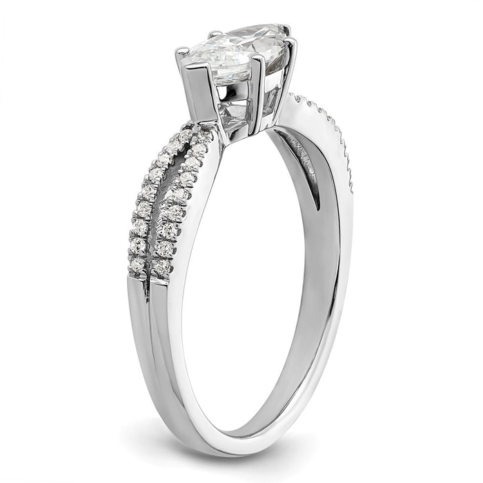 High-Quality 14K White Gold East-West Engagement Ring for 3/4 Carat Marquise, Stylish with Diamond Accents-6