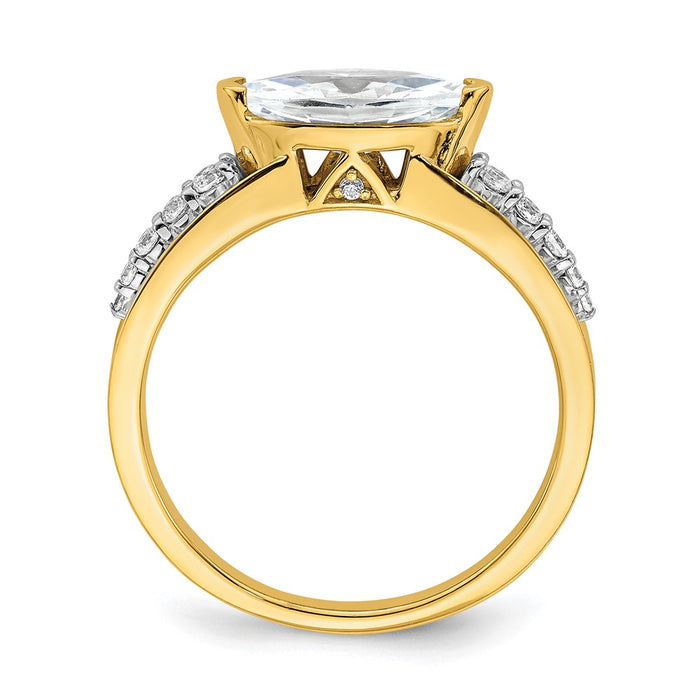 High-Quality 14K East West Marquise Engagement Ring - 1 Carat, Stylish Accents-2