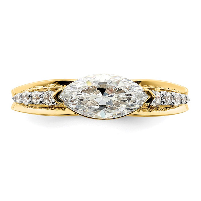 High-Quality 14K East West Marquise Engagement Ring - 1 Carat, Stylish Accents-4