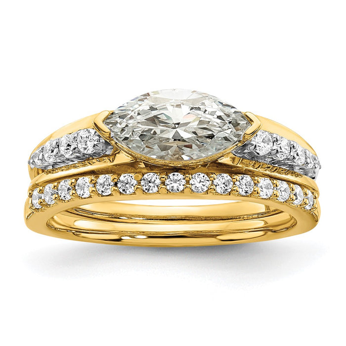 High-Quality 14K East West Marquise Engagement Ring - 1 Carat, Stylish Accents-7