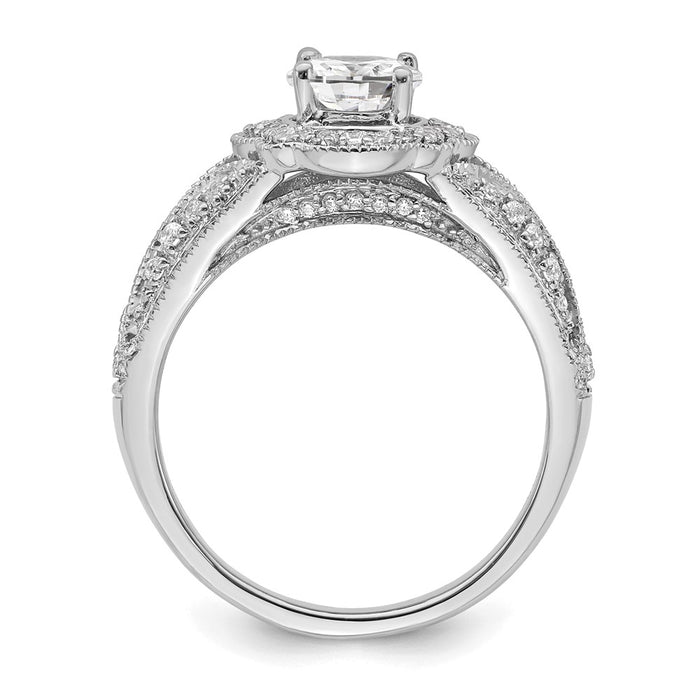 Buy Stylish 14K White Gold Vintage Halo Semi-Mount Ring with 1ct Diamond-2