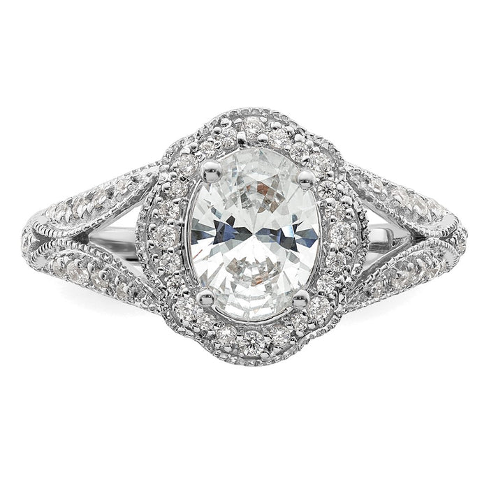Buy Stylish 14K White Gold Vintage Halo Semi-Mount Ring with 1ct Diamond-4