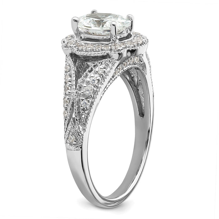 Buy Stylish 14K White Gold Vintage Halo Semi-Mount Ring with 1ct Diamond-6