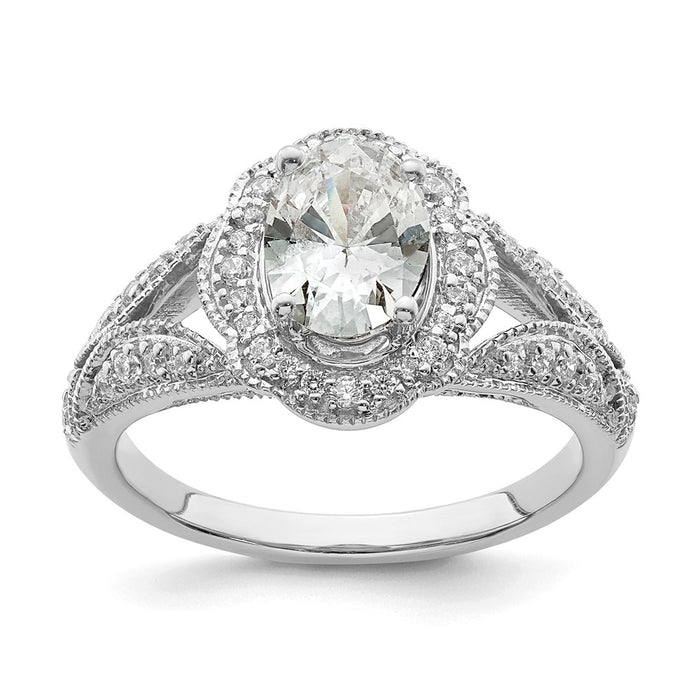 Buy Stylish 14K White Gold Vintage Halo Semi-Mount Ring with 1ct Diamond-1