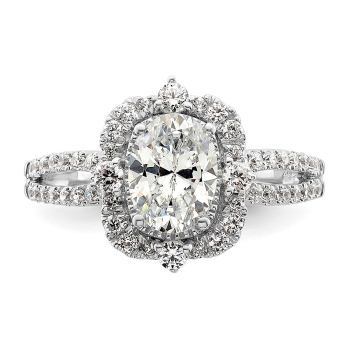 Exclusive 14K White Gold Vintage Halo Engagement Ring, 1 Carat Oval Center, Stylish Design-4