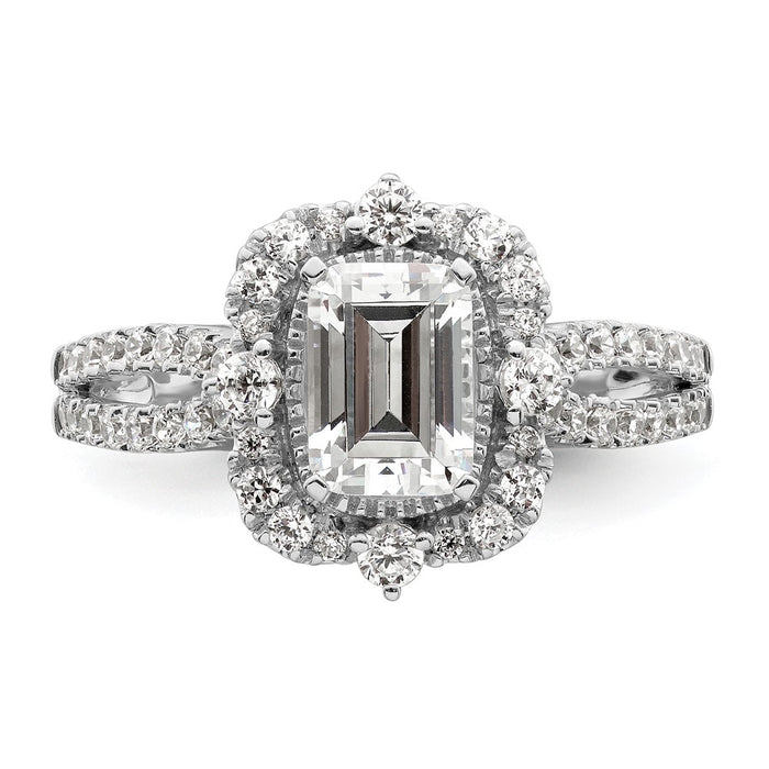 Buy Exclusive 14K White Gold Vintage Halo Engagement Ring for 1 Carat Emerald-Cut-4