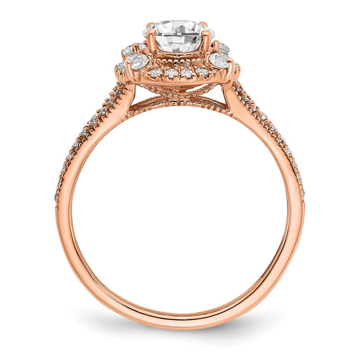Buy 14K Rose Gold Vintage Halo Engagement Ring for 1 Carat Oval Center - Luxury Design with 3/8 Carat Diamonds-2