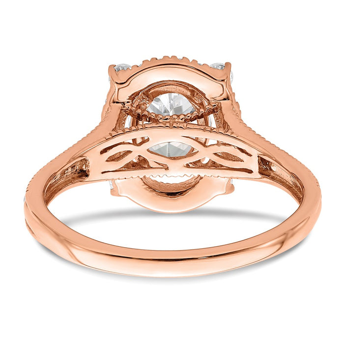 Buy 14K Rose Gold Vintage Halo Engagement Ring for 1 Carat Oval Center - Luxury Design with 3/8 Carat Diamonds-5