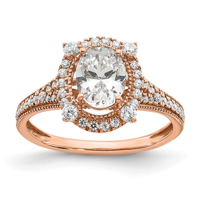 Buy 14K Rose Gold Vintage Halo Engagement Ring for 1 Carat Oval Center - Luxury Design with 3/8 Carat Diamonds-1