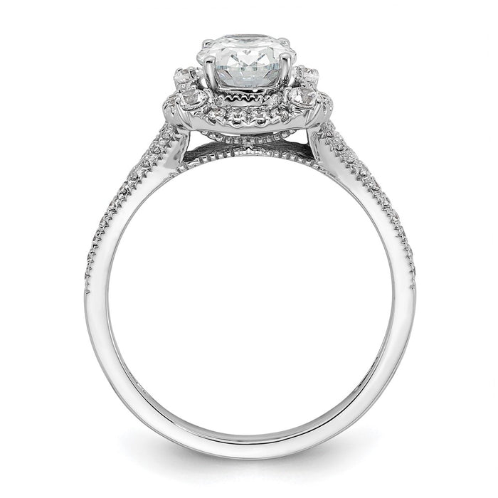 Exclusive 14K White Gold Vintage 1ct Oval Halo Diamond Engagement Ring-2