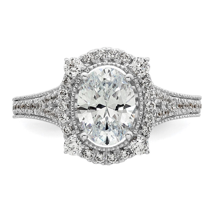 Exclusive 14K White Gold Vintage 1ct Oval Halo Diamond Engagement Ring-4