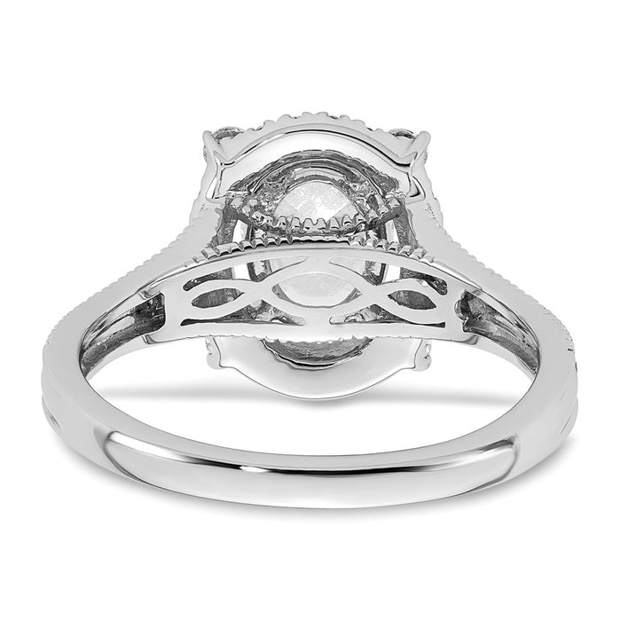 Exclusive 14K White Gold Vintage 1ct Oval Halo Diamond Engagement Ring-5