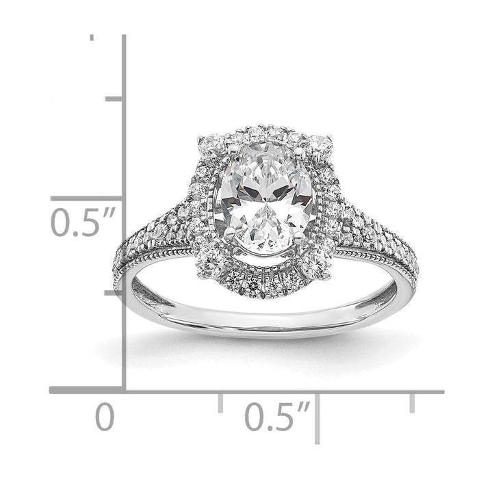 Exclusive 14K White Gold Vintage 1ct Oval Halo Diamond Engagement Ring-6