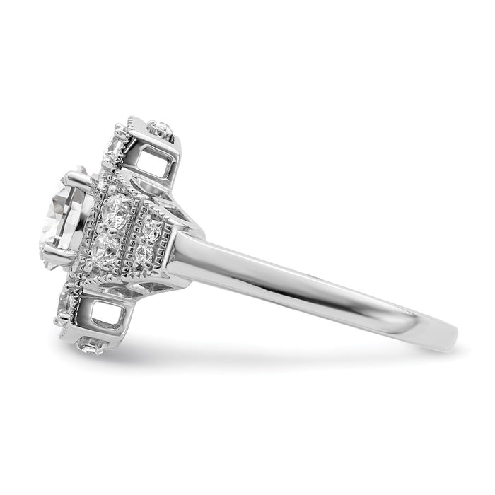 Exclusive 14K White Gold Art Deco Semi-Mount Engagement Ring - 5/8 Carat-3