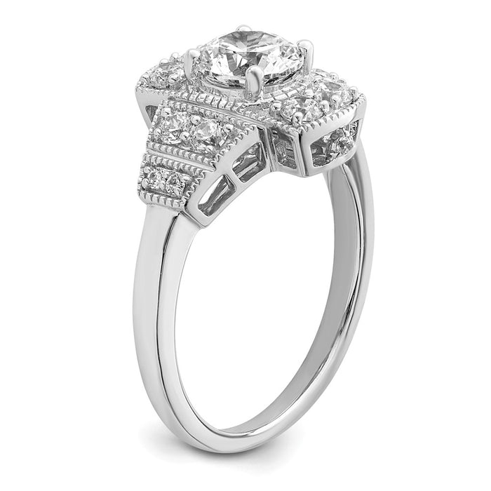 Exclusive 14K White Gold Art Deco Semi-Mount Engagement Ring - 5/8 Carat-6
