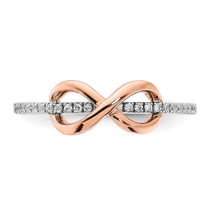 Buy Luxury Polished Diamond Infinity Ring in Sterling Silver, Rose Gold Accent-5
