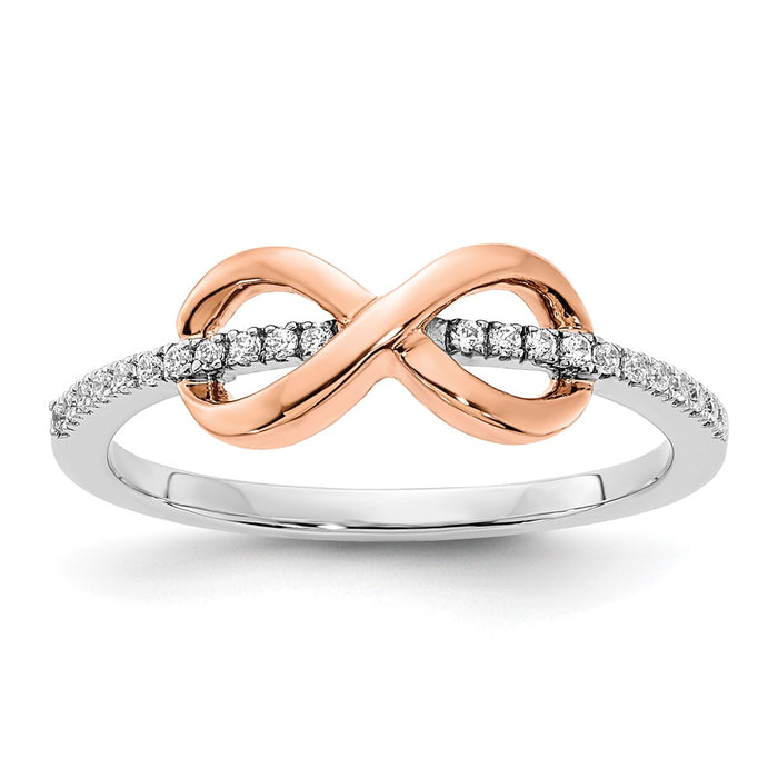 Buy Luxury Polished Diamond Infinity Ring in Sterling Silver, Rose Gold Accent-1