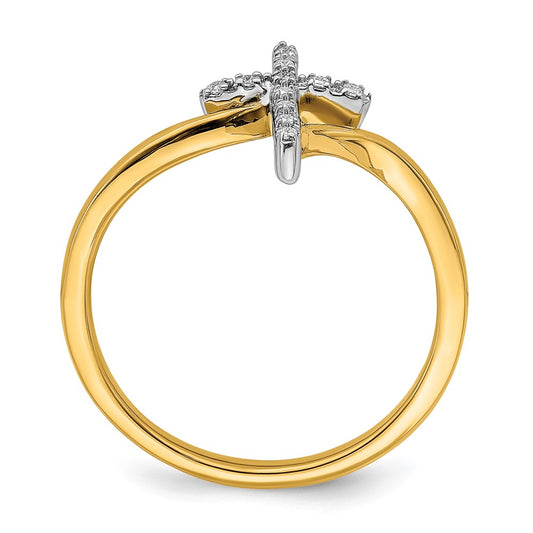 Buy Stylish 14K Two-Tone Polished Diamond Cross Ring - Luxury Design, Affordable Price