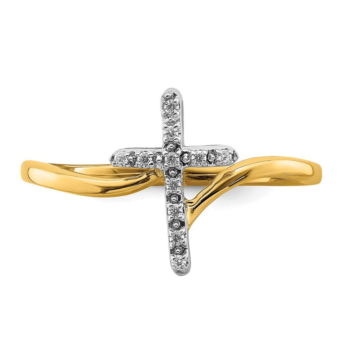 Buy Stylish 14K Two-Tone Polished Diamond Cross Ring - Luxury Design, Affordable Price-4