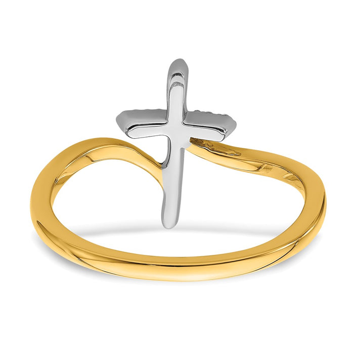 Buy Stylish 14K Two-Tone Polished Diamond Cross Ring - Luxury Design, Affordable Price-5