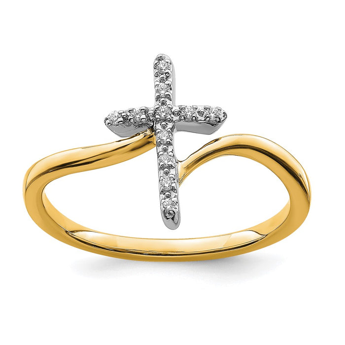 Buy Stylish 14K Two-Tone Polished Diamond Cross Ring - Luxury Design, Affordable Price-1