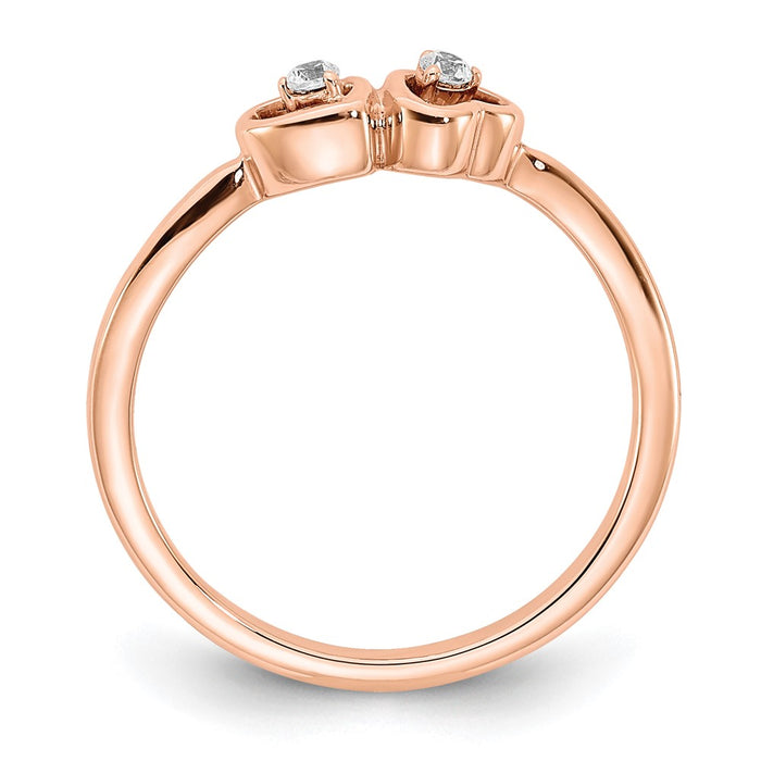 Buy Stylish 14K Rose Gold Double Heart Diamond Ring - Affordable Elegance!-2