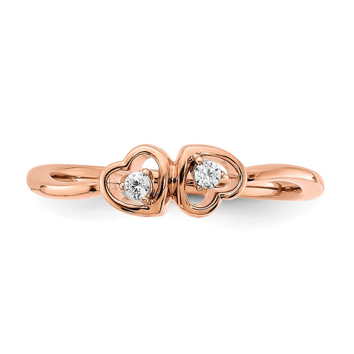 Buy Stylish 14K Rose Gold Double Heart Diamond Ring - Affordable Elegance!-5