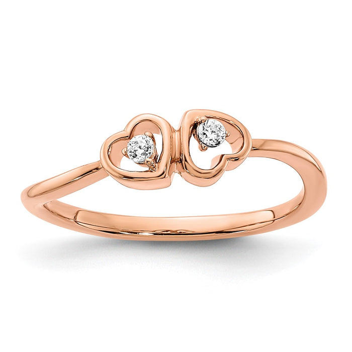 Buy Stylish 14K Rose Gold Double Heart Diamond Ring - Affordable Elegance!-1