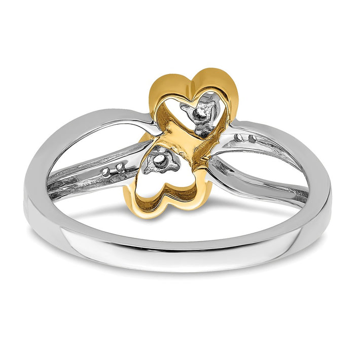 Buy Stylish 14K Two-Tone Double Heart Diamond Engagement Ring - 0.85mm-5