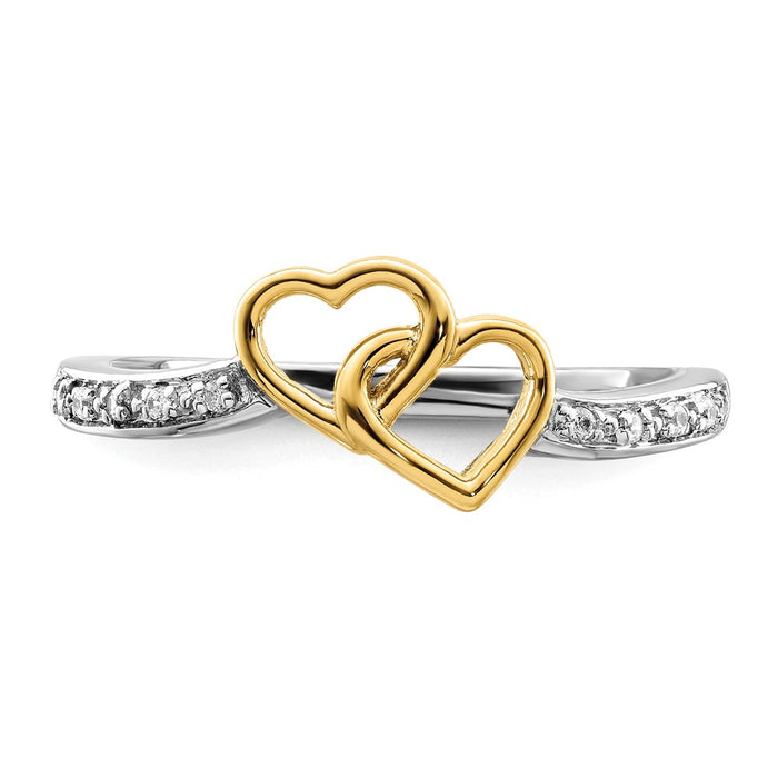 Buy Stylish 14K Two-Tone Polished Double Heart Engagement Ring - Luxury Design-4