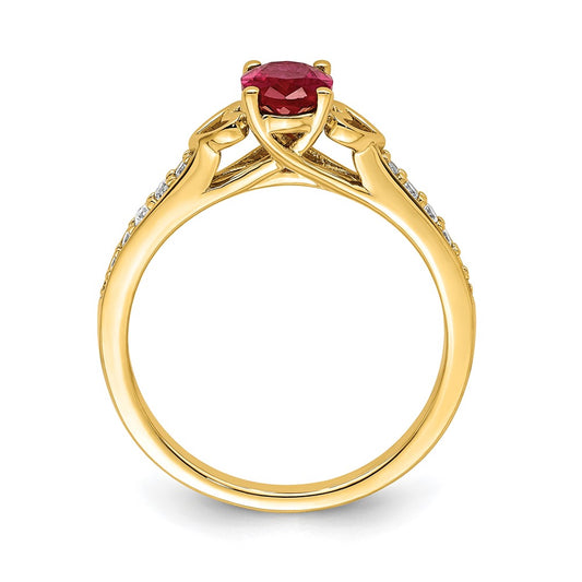 Buy Stylish 14K Gold Ruby & Diamond Ring - 0.85mm with Heart Accents