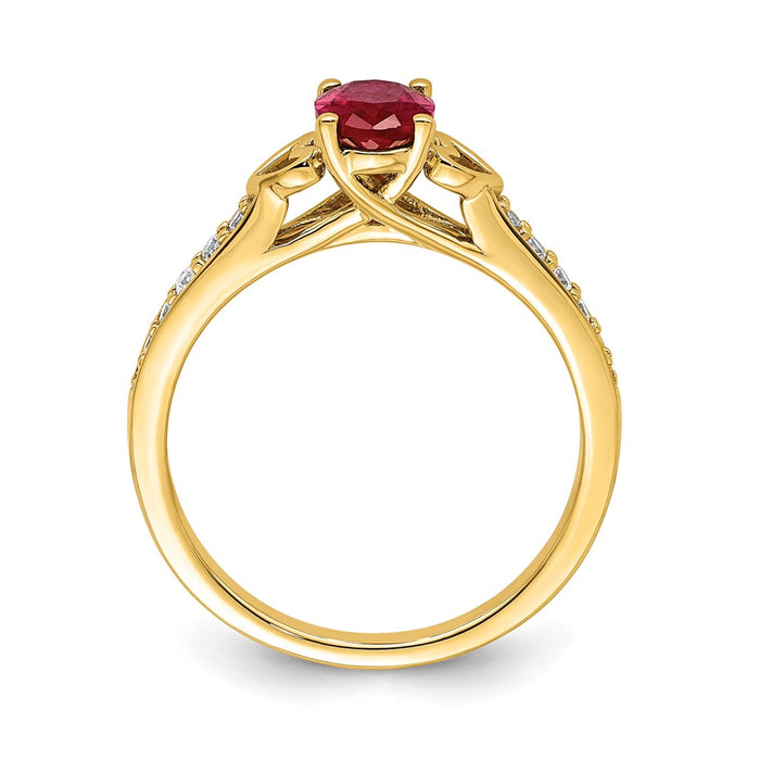 Buy Stylish 14K Gold Ruby & Diamond Ring - 0.85mm with Heart Accents-2