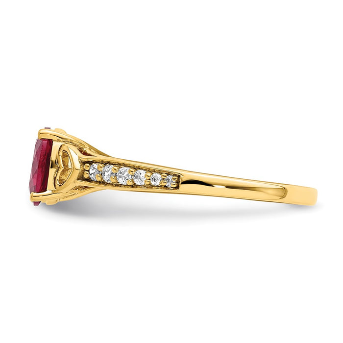 Buy Stylish 14K Gold Ruby & Diamond Ring - 0.85mm with Heart Accents-3