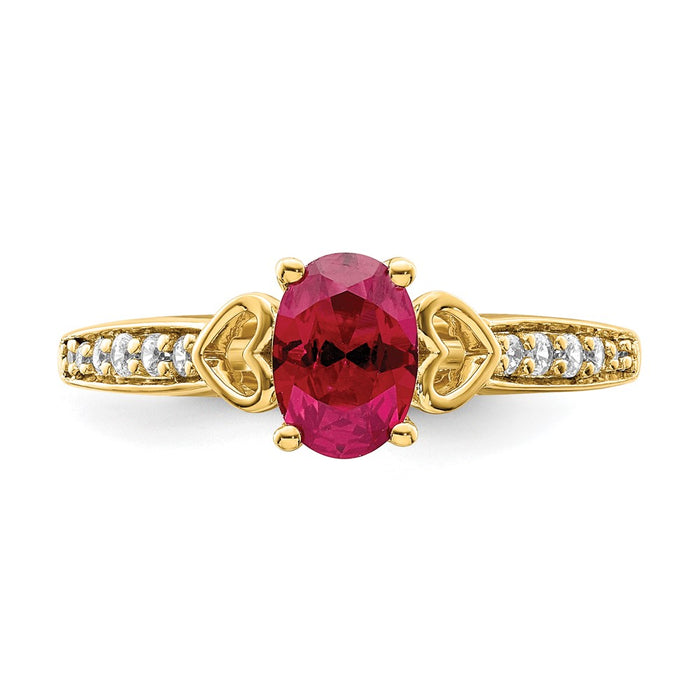 Buy Stylish 14K Gold Ruby & Diamond Ring - 0.85mm with Heart Accents-4