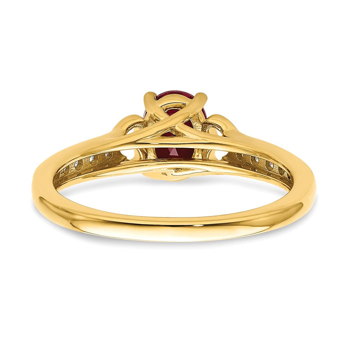 Buy Stylish 14K Gold Ruby & Diamond Ring - 0.85mm with Heart Accents-5