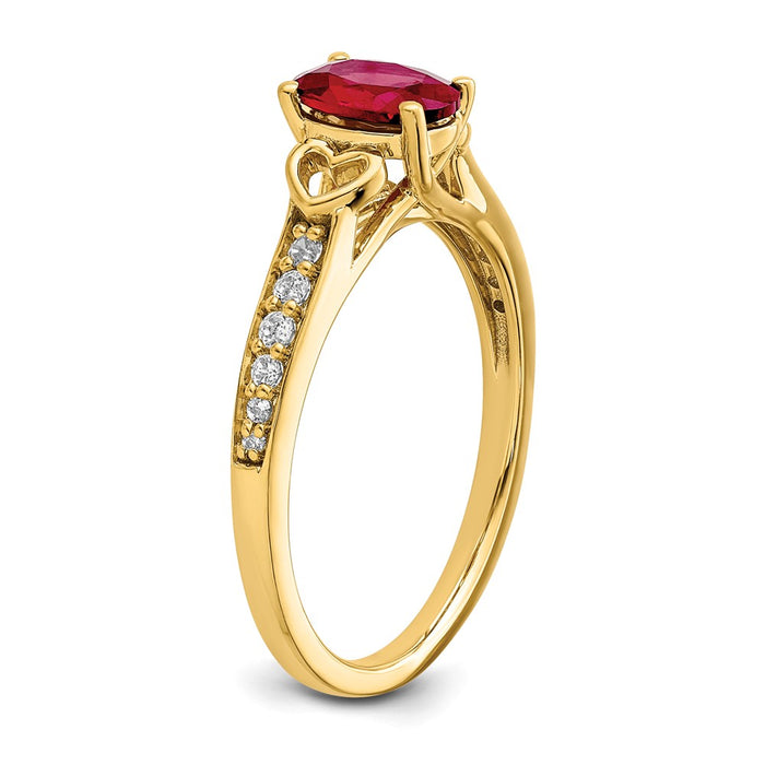 Buy Stylish 14K Gold Ruby & Diamond Ring - 0.85mm with Heart Accents-6